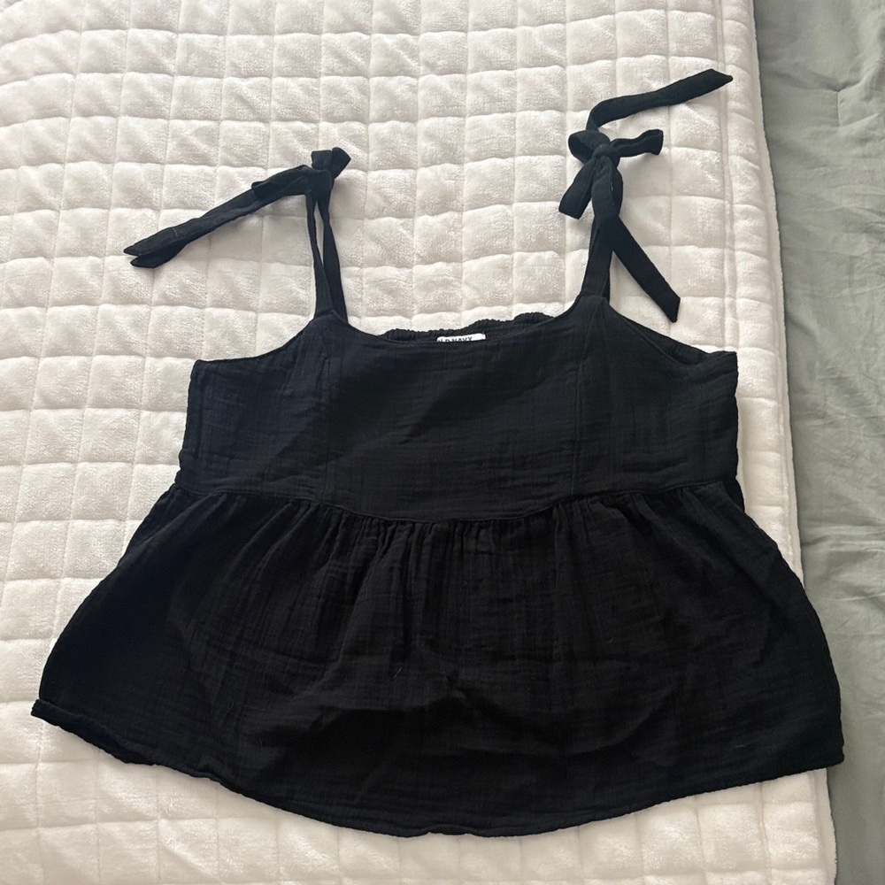 Black Babydoll Top with Tie Straps